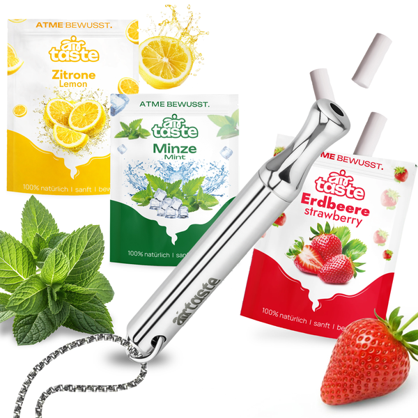 Airtaste Atemkette Starter-Kit Silber - 9 Filter mit einem Monat Vorrat