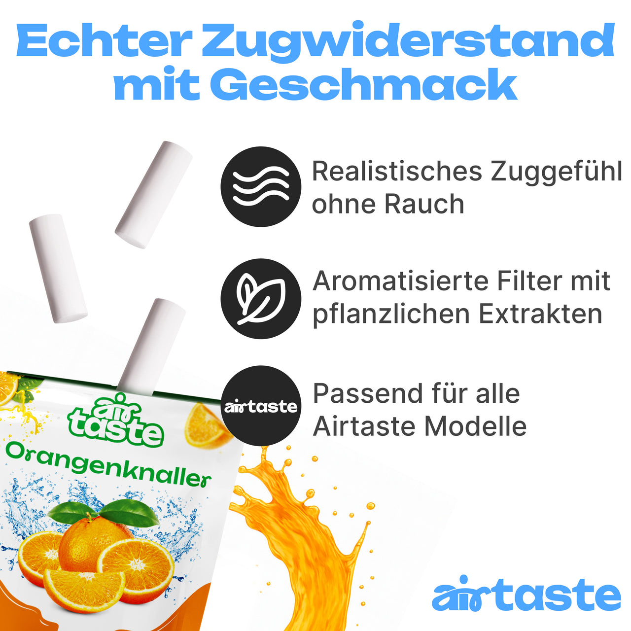 Airtaste Orangen Geschmacksfilter – 9 Filter mit 1 Monat Vorrat