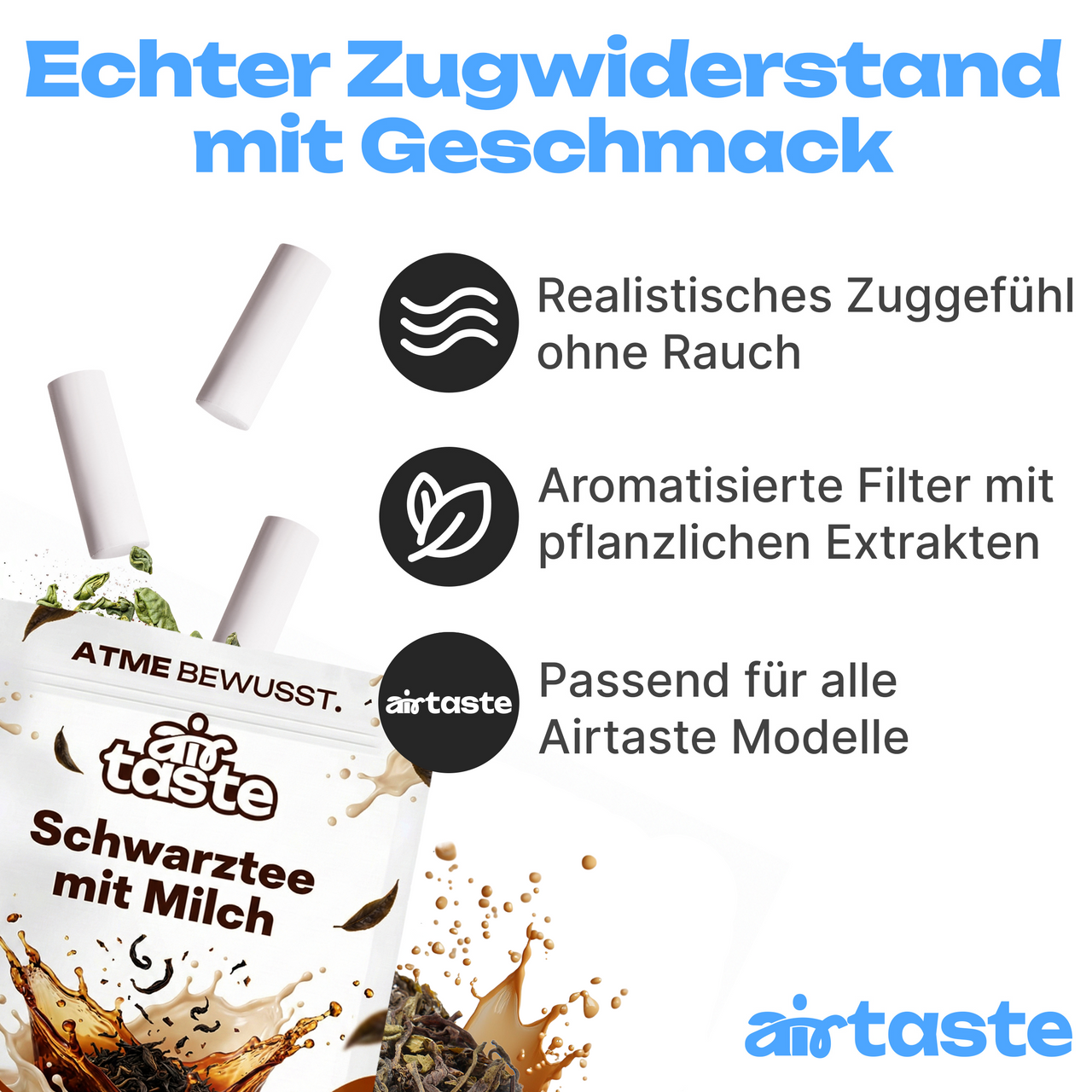 Airtaste Schwarzer Tee mit Milch Geschmacksfilter – 9er Set