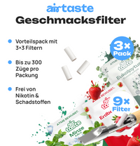 Airtaste Geschmacksfilterset – Eukalyptus, Minze & Erdbeere – 9er Set