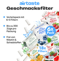 Airtaste Geschmacksfilter-Set – 6 Geschmäcker – Minze, Eukalyptus, Blaubeere, Erdbeere, Wassermelone & Orange